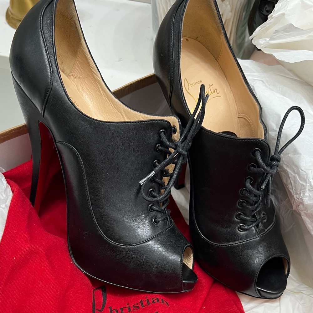 Christian Louboutin Lady Derby Heel 120mm Peep Toe Fetish Bootie